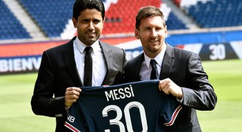 Presidente del PSG junto a Lionel Messi. 