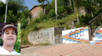 Los grafitis fueron pintados, la semana pasada, iniciando las escaleras.