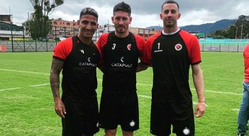 Lucas Ríos, Maximiliano Coronel y Ezequiel Mastrolía, extranjeros del Cúcuta Deportivo. 