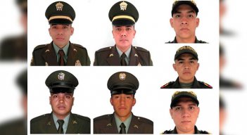 Estos son los 7 policías que murieron en el atentado perpetrado en Neiva./Foto: Colprensa