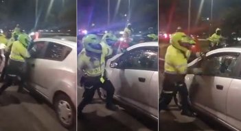 ¿Exceso de autoridad? Policía destruye carro para capturar a conductor./Foto: Colprensa