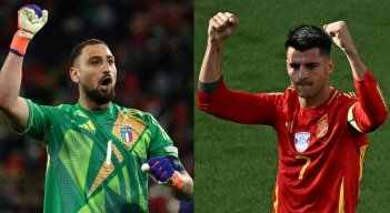 Gianluigi Donnarumma, arquero de Italia y Álvaro Morata, delantero de España librarán un gran duelo. 