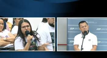 Neyda Clavijo increpó a Jorge Eliécer Torres, compareciente en el caso de la ejecución de su padre Carmen Ángel Clavijo.