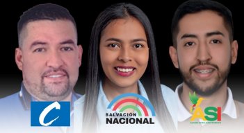 José Alberto Miranda Peña, Jennifer Daniela Daza Bastos, Marlon Alberto Villamizar Suárez, candidatos a la Alcaldía de Pamplonita./Foto cortesía