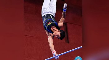 Camilo Vera, gimnasta cucuteño en el Mundial Juvenil 2025. 