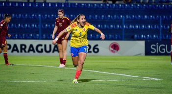 Isabella Díaz marcó el segundo gol del triunfo de Colombia ante Venezuela 2-0 en el hexagonal final del Sudamericano.